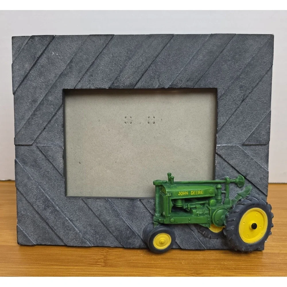 Vintage John Deere Slate Picture Frame With 3D Tractor Fits 4x6 Picture